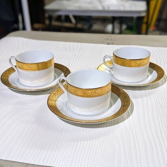 Philippe Deshoulieres Royal Trinanon Gold Tea Cup and Saucer 6pc Set - Picture 1 of 9
